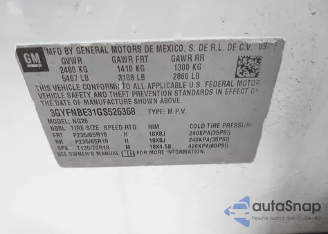 2016 Cadillac Srx Luxury Collection from USA, damaged, VIN 3GYFNBE31GS526368